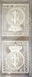 2 イタリア パルマ テートベッシュ 切手 日本郵趣 協会 純銀製 エラー切手 希少な切手 シリーズ 1852年 嘉永5年 メダル コイン プレート