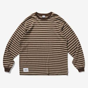 WTAPS VASQUE LS / TEE. COTTON 201ATDT-CSM28 BROWN ブラウン ダブルタップスバスク ボーダー ロング　Tシャツ サイズ3 L