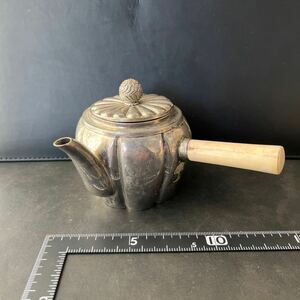 急須 煎茶道具 時代物 純銀　銀瓶　茶器 茶注 中国　日本 美術 古美術　取っ手破損あり⑤