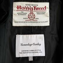 新品未使用 Harris Tweed Sevendays Sunday ハリスツイード 切替チェスターコート チェック グレー 総柄 L レディース アウター タグ付き_画像6