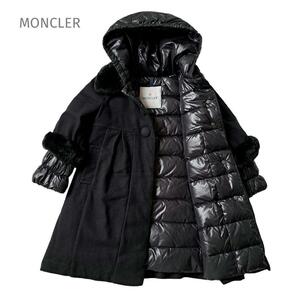 100 MONCLER Moncler down coat hood fur black Kids down jacket outer black wool girl lustre high class brand 