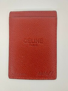 11087　CELINE セリーヌ ANA カードケース ICカードケース パスケース 赤 MADE IN ITALY