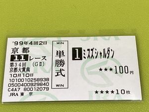 ミスズシャルダン　1999年京都大賞典　旧型単勝馬券　他場