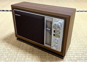 希少 ヴィンテージ 美品 【SONY/ソニー FM/AM2バンド 木製キャビネット ホームラジオ ICF-9740】動作品 昭和レトロ