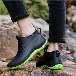  rain boots removed is possible inner attaching lady's men's rubber Short stylish complete waterproof 26cm..... pain . not light weight black 