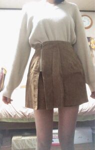 スカパン　ミニスカート　ブラウン　変形スカート