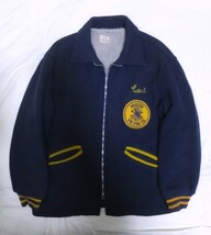 50s FELCO フェルコ バーシティ ジャケット 38 M スタジャン ネイビー 紺黄 裏ボア vercity jacket アメカジ ビンテージ タロンジップ_画像1