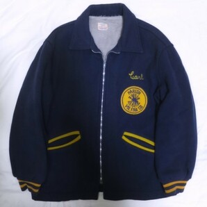 50s FELCO フェルコ バーシティ ジャケット 38 M スタジャン ネイビー 紺黄 裏ボア vercity jacket アメカジ ビンテージ タロンジップ