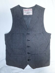 SUGAR CANE シュガーケーン ゴマ塩 ワーク ベスト サイズ S 36 Lot 243 COVERT VEST 40s モデル SC12243 コバート ブラック ジレ