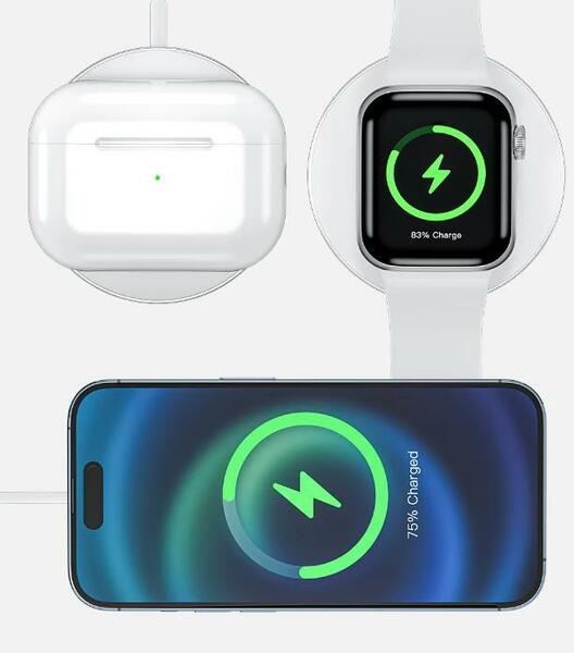 magsafe 充電器 3in1 15W 急速充電 iPhone Apple Watch AirPods 充電 TYPE-C ケーブル ワイヤレス充電器 マグネット式 強力磁気リング 
