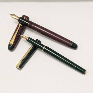 【10185】PILOT パイロット CUSTOM 67 H1080 万年筆 ペン先 14K-585 ワインレッド×ゴールド グリーン×ゴールド 筆記未確認 2本セット