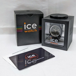 【10167】美品 ice watch アイスウォッチ 腕時計 021 145 黒 QZ クオーツ 3針 稼動品 動作品 ケース入り レディース メンズ アナログ