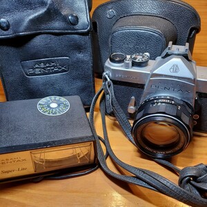 【ジャンク】ASAHI PENTAX SPOTMATIC　フィルムカメラ フラッシュ　Super-Lite　レザーケース　