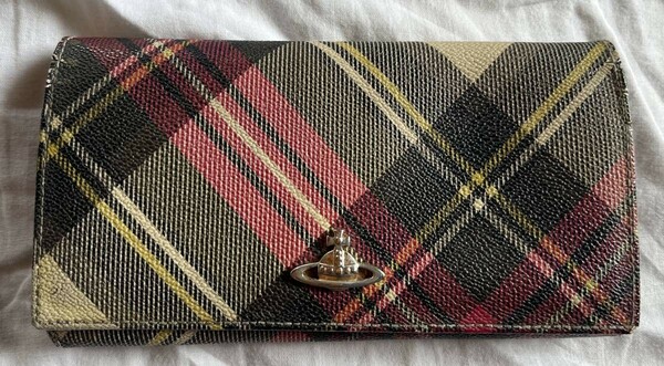 Vivienne Westwood ヴィヴィアンウエストウッド PVC チェック柄 二つ折り 長財布 ウォレット　中古品