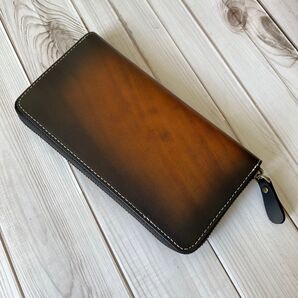 イタリアンレザー ハンドメイド メンズ 牛革本革男女兼用 手作り 人気商品ラウンドファスナー/人気長財布小銭入れ 人気商品