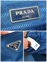 □PRADA 2wayトートバッグ 青 プラダ ナイロン ショルダー B2530T 三角ロゴプレート 複数落札同梱OK B240129-8_画像6