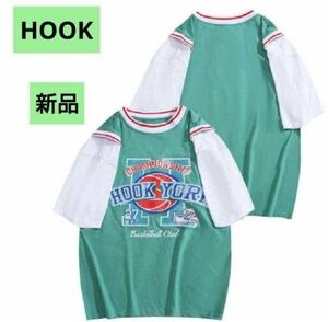 時間限定値下げ★NEW★HOOK・フック★メンズトップス・半袖・Tシャツ★カラー・柄物★グリーン・XL