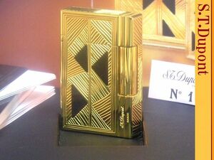 [ ultra rare unused goods ]S.T.Dupont engraving yellow gold line 2gyatsu Be gas lighter limitation Africa * smoke .! Esthe - Dupont smoking .