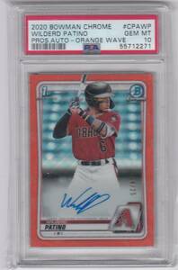 PSA 10! WILDERD PATINO (DIAMONDBACKS) 2020 BOWMAN CHROME PROSPECT AUTO ORANGE REFRACTOR (#/25)