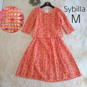 Sybilla　セットアップ　ノーカラージャケット　スカート　刺繍　花柄　M