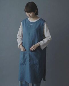 定価18700円★新品♪ミナペルホネン　mina perhonen choucho エプロン　ワンピース　刺繍　ブルー　blue