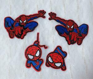 718.スパイダーマンの刺繍アイロンワッペン4枚セット