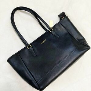 【送無0円】コーチ トートバッグ ハンドバック肩掛け レザー 万能ブラック COACHの画像1