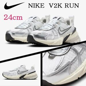 [ бесплатная доставка ][ новый товар ]24cm NIKE V2K RUN Nike wi мужской Ran Tec summit белый / металлик серебряный 