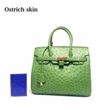 ☆美品☆ Ostrich skin オーストリッチ 駝鳥革 カギ・カデナ付 ハンドバッグ _画像1