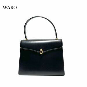 ☆美品☆ WAKO 銀座和光 レザー ハンドバッグ フォーマルバッグ 冠婚葬祭バッグ 黒色 保存袋付