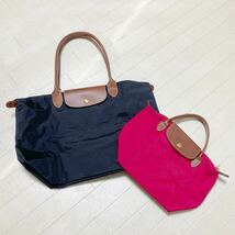 3798☆ LONGCHAMP ロンシャン バック2点セット ハンドバック トートバッグ プリアージュ ブラック レッド_画像1