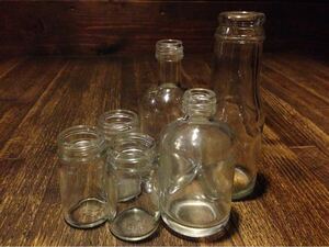 【送料無料】一輪挿しに 小さなガラス瓶6個セット 古民家カフェのインテリアなどに