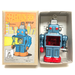 S★箱入り ゼンマイ　スパークリング ロボット　Wind-Up Sparkling action SPARKLING ROBO BLUE ★PSTT014-5