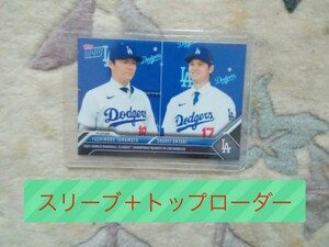 新品　Topps Now　大谷翔平、山本由伸　ドジャース　入団会見カード　スリーブ、トップローダー付き