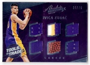 Ivica Zubac 16-17 Absolute Tools of the Trade Rookie Materials Six Patch & Jersey & Ball 36/75