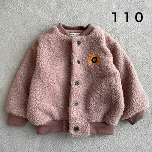 新品 SHEIN ボア ブルゾン ジャケット 110 5Y 女の子 花 刺繍