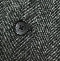 極美品★ハリスツイードツイード ジャケット Harris Tweed ヘリンボーン ブラック系 アンコン仕立て 秋冬 L A257_画像4