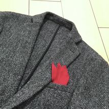 極美品★ハリスツイードツイード ジャケット Harris Tweed ヘリンボーン ブラック系 アンコン仕立て 秋冬 L A257_画像2