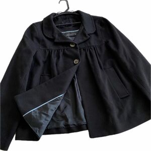 美品 ZARA WOMAN ザラ 羊毛100% ジャケット コート ブラック サイズＬ