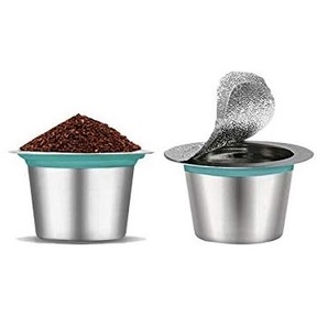 ☆未使用品☆ Nespresso 再利用 ステンレス カプセル ２個セット アルミシール ８枚付 詰め替え ネスプレッソ 再使用 互換 フィルター エコ