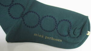 L1即決　新品タグ付 mina perhonen　2023-24aw　tambourine　コットン ソックス　定価2,640円(税込)　色dark green　タンバリン