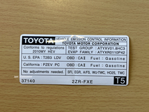 USトヨタ純正 2010 ’10 TOYOTA PRIUS プリウス エミッション ラベル コーション ラベル USDM北米JDM 前期 ZVW30系 排気ガス 三元触媒_画像2