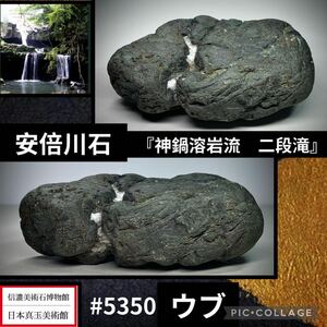 【信濃美術石博物館】 水石 盆栽 安倍川二段滝石 ウブ 横20×高7.5×奥行11(cm) 3.12kg 骨董盆石古美術鑑賞石観賞石太湖石中国古玩 5350