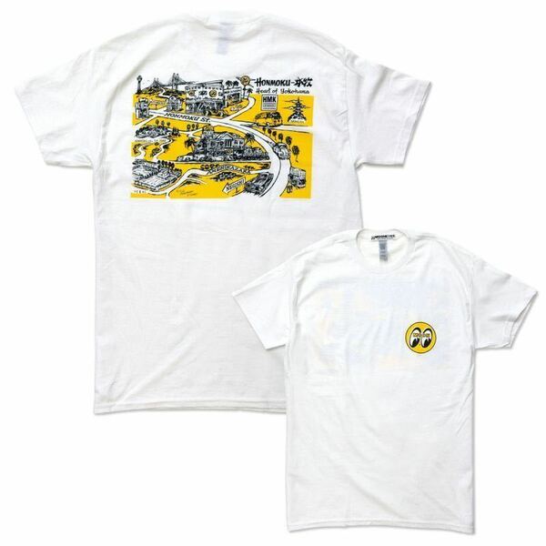 MOON 本牧 マップ Tシャツ Mサイズ MOONEYES yokohama 横浜 地図 ムーンアイズ ホワイト 送料込み FLAT 4 Ver VW フォルクスワーゲン