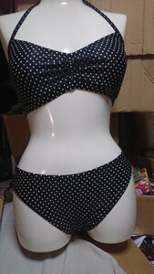 M1851* tank top attaching 3 point set *aktos Lee * Celeb . black group polka dot pattern bikini *9M