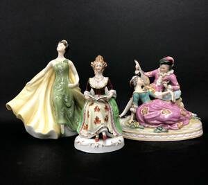 【 3点セット 】ROYAL DOULTON MARUYAMA 陶器人形 フィギュリン 丸山陶器 OCCUPIED JAPAN カップル 貴婦人 Alexandra ロイヤルドルトン◆20