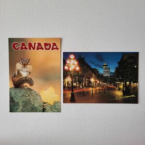 ポストカード　カナダ　風景写真　リス　バンクーバー　ガスタウン