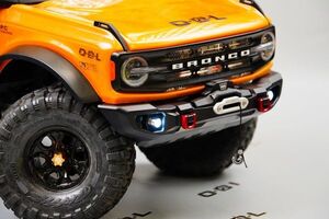 在庫【赤】H-TECH　RC 1/10 Traxxas TRX4 Broncoブロンコフロントバンパー Aluminum Metal Front Bumper Winch with LED (HTB-13)