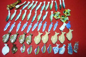 【H23】陶器製 箸置き 箸置 魚 鯛 ヒラメ サメ ムツゴロウ 色々 まとめて 約56個