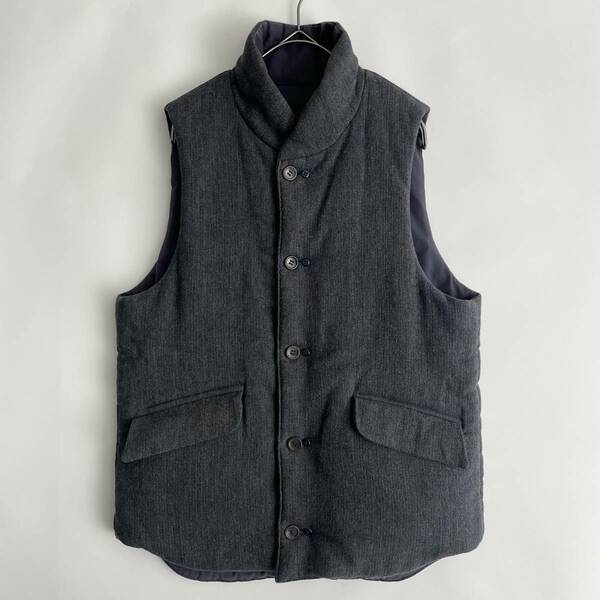 A VONTADE size/S (iz) アボンタージ リバーシブル 中綿 ベスト ジレ ウール コットン ナイロン グレー ネイビー 日本製 JAPAN vest